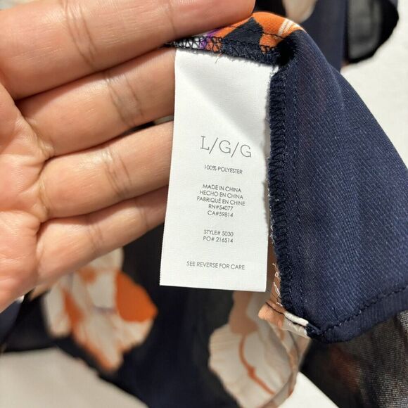 CAbi Blossom Floral Blouse Office navy & orange Sleeveless sz Small - Picture 6 of 7